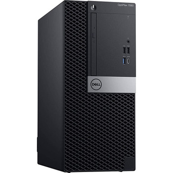 Front Side view, Dell OptiPlex 7060 Tower Desktop Computer Core i5 8th gen 16GB Memory 256SSD Wi-Fi Windows 11 Pro