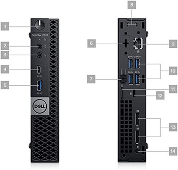 Back Dell Desktop 7070 Micro Intel i7-8700T 4.6GHz 8th Gen 8GB RAM 256GB SSD Windows 10 Pro