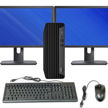 HP ProDesk 600 G6 Small Form Factor (SFF) Intel Core i5 10th Gen. 16GB RAM 256GB SSD Dual 22in Monitors Windows 11 Pro Wi-Fi, DVD/RW